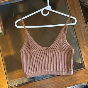 Brown Cropped Woven Tanktop - Size Medium